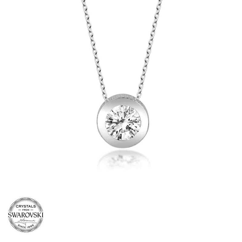 Silverlina%20Swarovski%20Taşlı%20Gümüş%20Tektaş%20Bayan%20Kolye