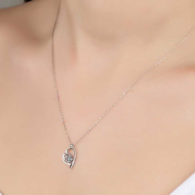 Silverlina%20Swarovski%20Taşlı%20Gümüş%20Kalp%20Bayan%20Kolye