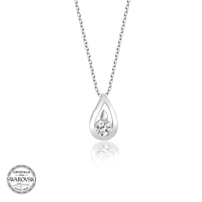 Silverlina%20Swarovski%20Taşlı%20Gümüş%20Damla%20Bayan%20Kolye