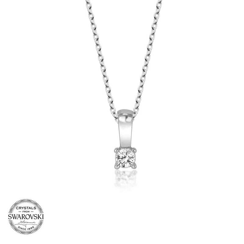 Silverlina%20Swarovski%20Taşlı%20Gümüş%20Tektaş%20Bayan%20Kolye