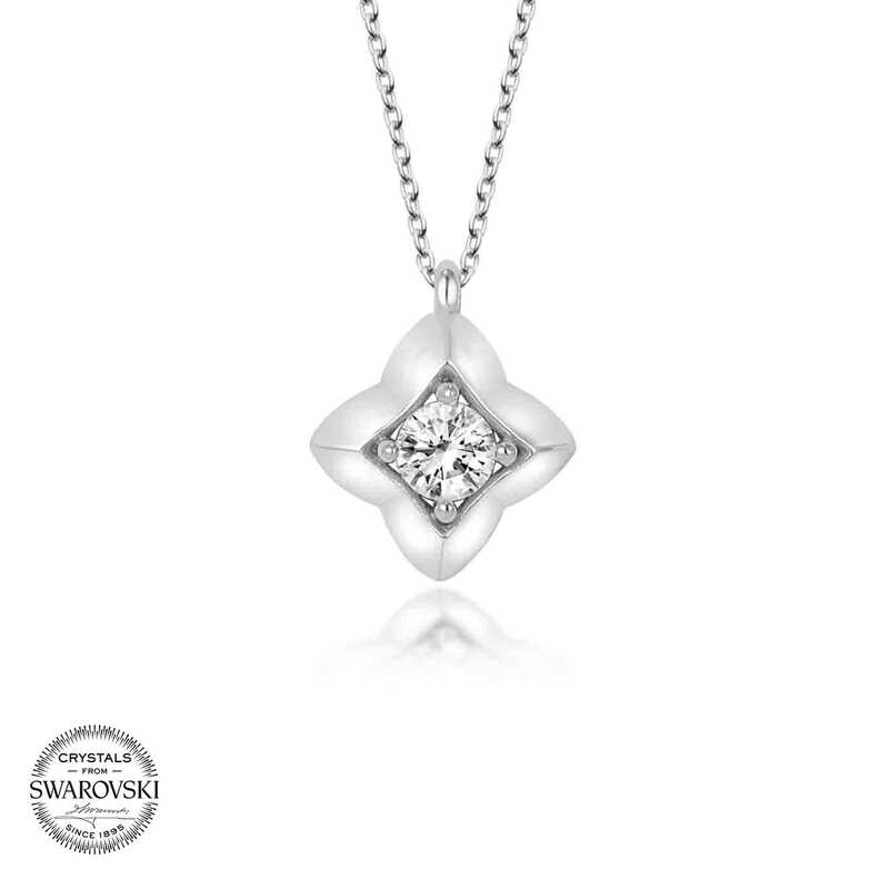 Silverlina%20Swarovski%20Taşlı%20Gümüş%20Dörtgen%20Bayan%20Kolye