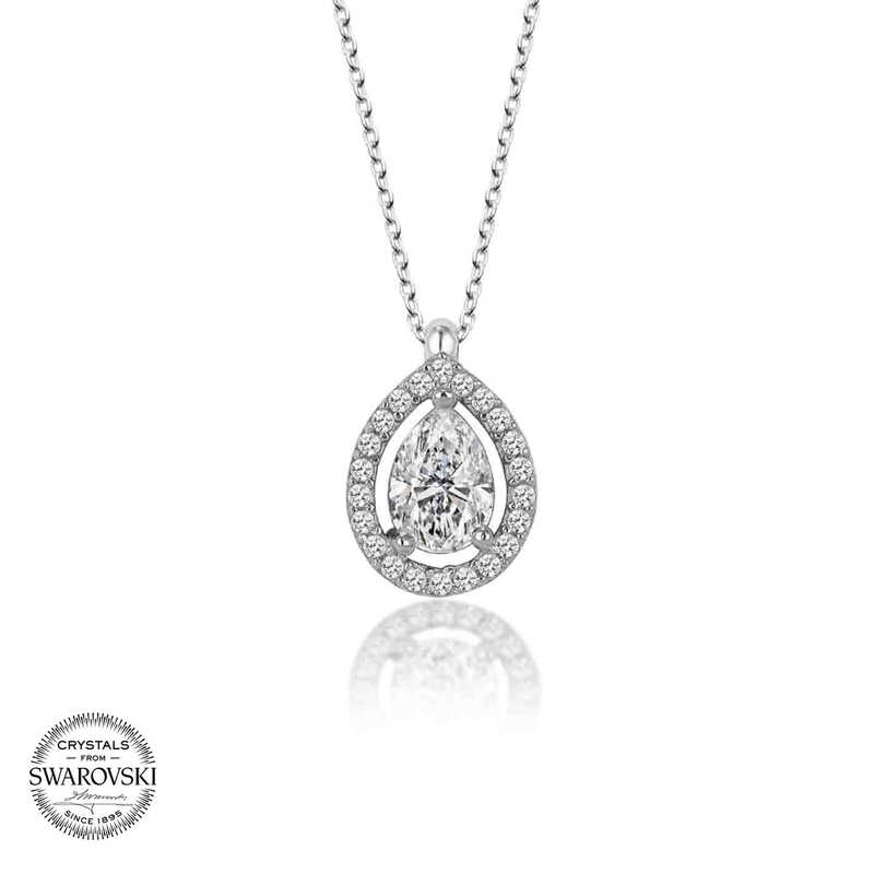 Silverlina%20Swarovski%20Taşlı%20Gümüş%20Tektaş%20Bayan%20Kolye