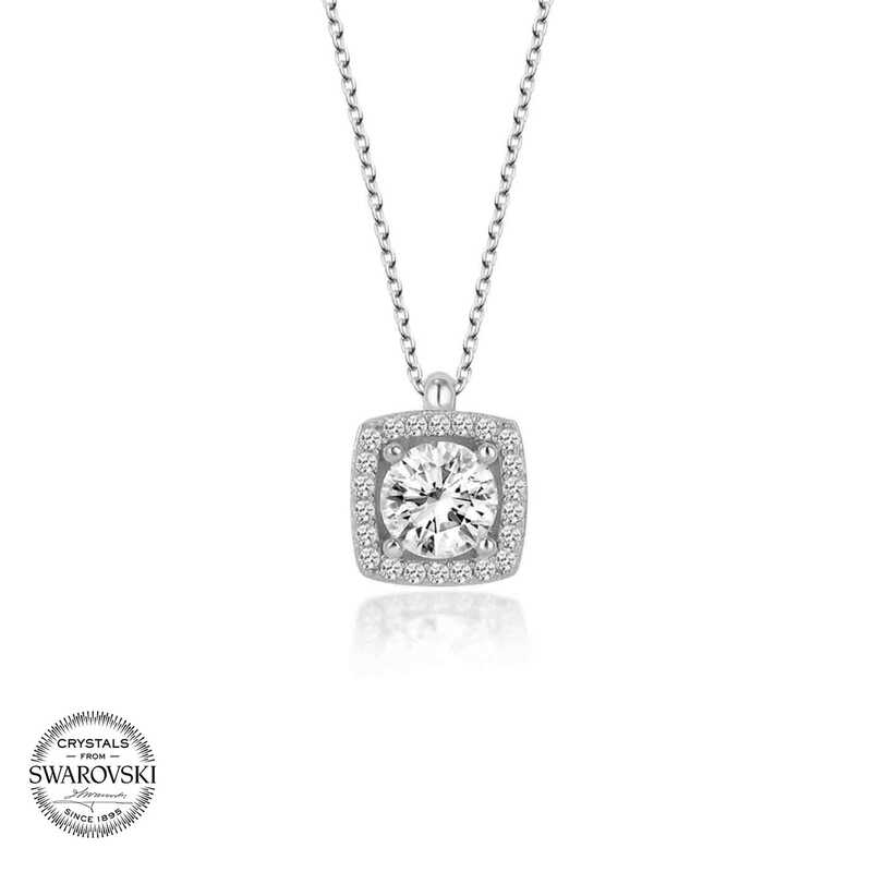 Silverlina%20Swarovski%20Taşlı%20Gümüş%20Tektaş%20Bayan%20Kolye