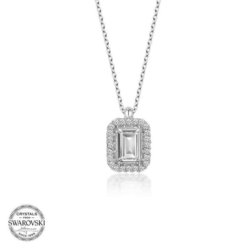 Silverlina%20Swarovski%20Taşlı%20Gümüş%20Baget%20Bayan%20Kolye