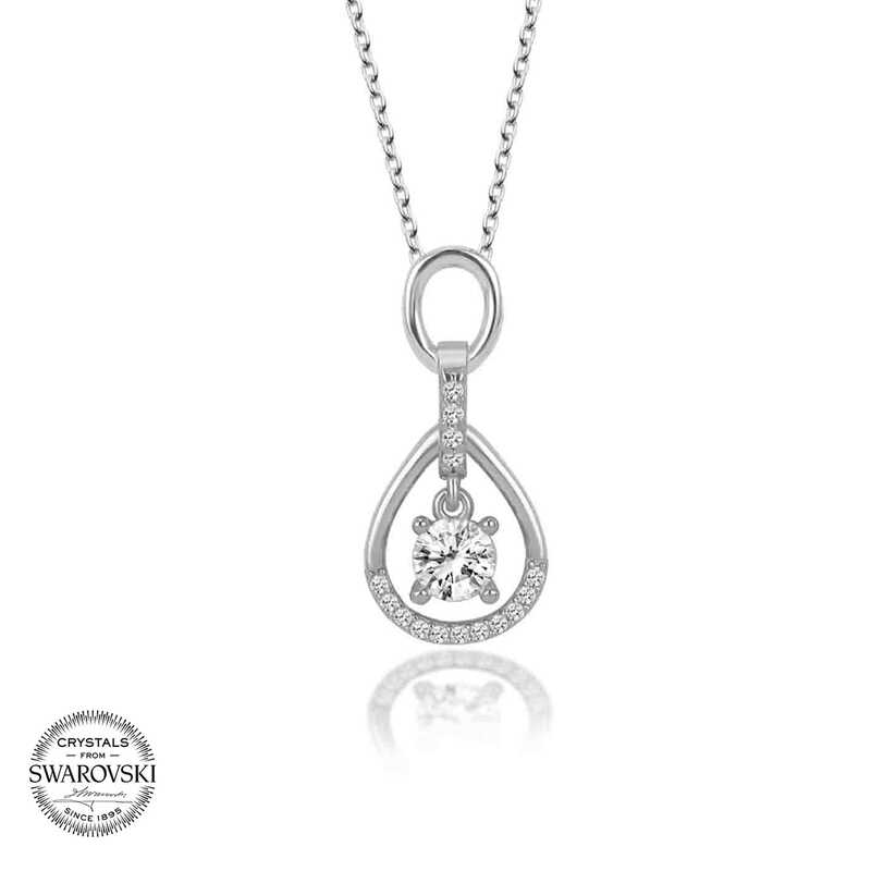 Silverlina%20Swarovski%20Taşlı%20Gümüş%20Tektaş%20Bayan%20Kolye