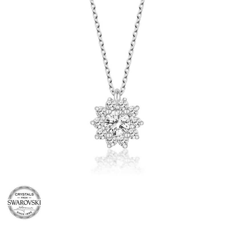 Silverlina%20Swarovski%20Taşlı%20Gümüş%20Tektaş%20Bayan%20Kolye