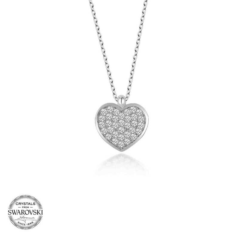 Silverlina%20Swarovski%20Taşlı%20Gümüş%20Kalp%20Bayan%20Kolye