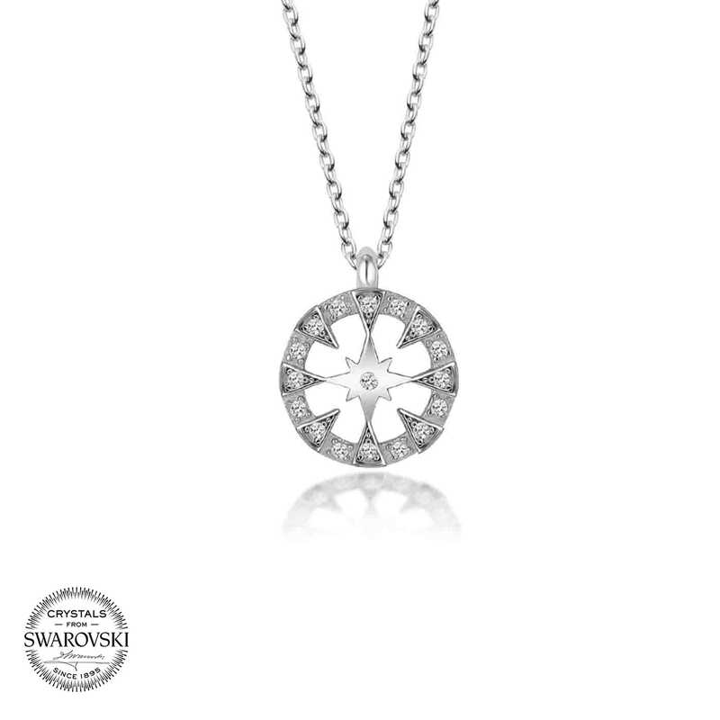 Silverlina%20Swarovski%20Taşlı%20Gümüş%20Çember%20Bayan%20Kolye