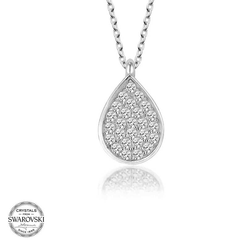 Silverlina%20Swarovski%20Taşlı%20Gümüş%20Damla%20Bayan%20Kolye