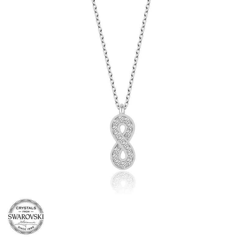 Silverlina%20Swarovski%20Taşlı%20Gümüş%20Sonsuzluk%20Bayan%20Kolye