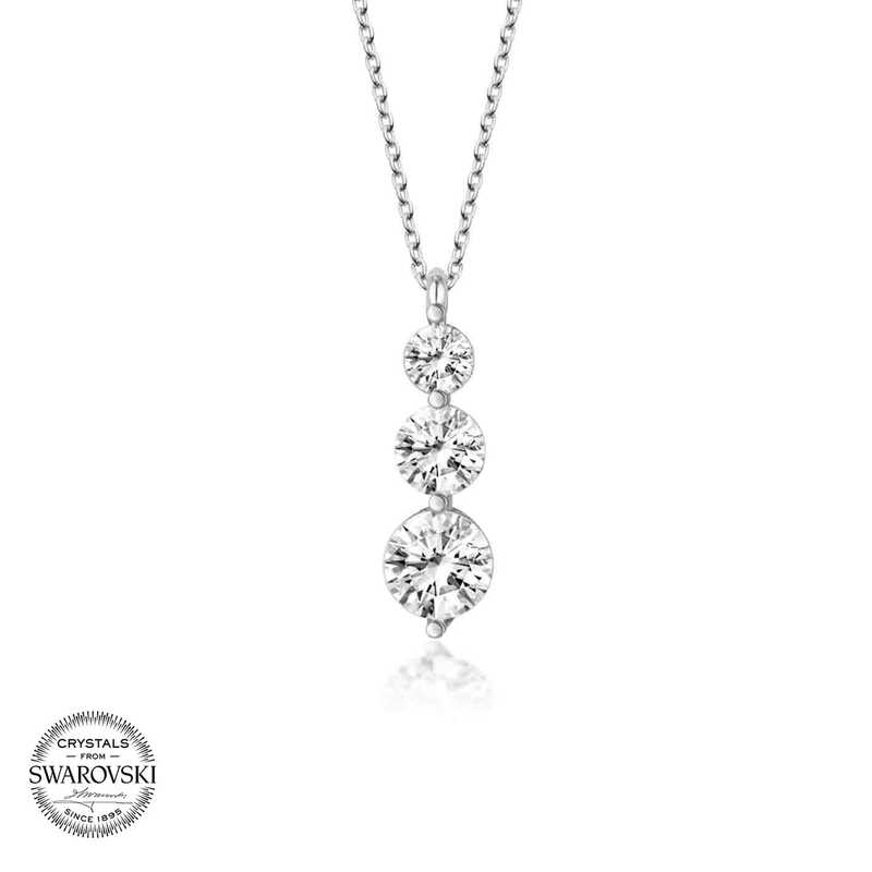 Silverlina%20Swarovski%20Taşlı%20Gümüş%20Üçtaş%20Tektaş%20Bayan%20Kolye