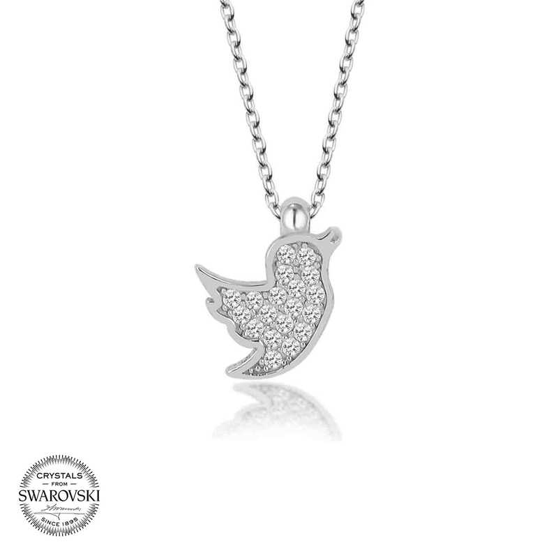 Silverlina%20Swarovski%20Taşlı%20Gümüş%20Kuş%20Bayan%20Kolye