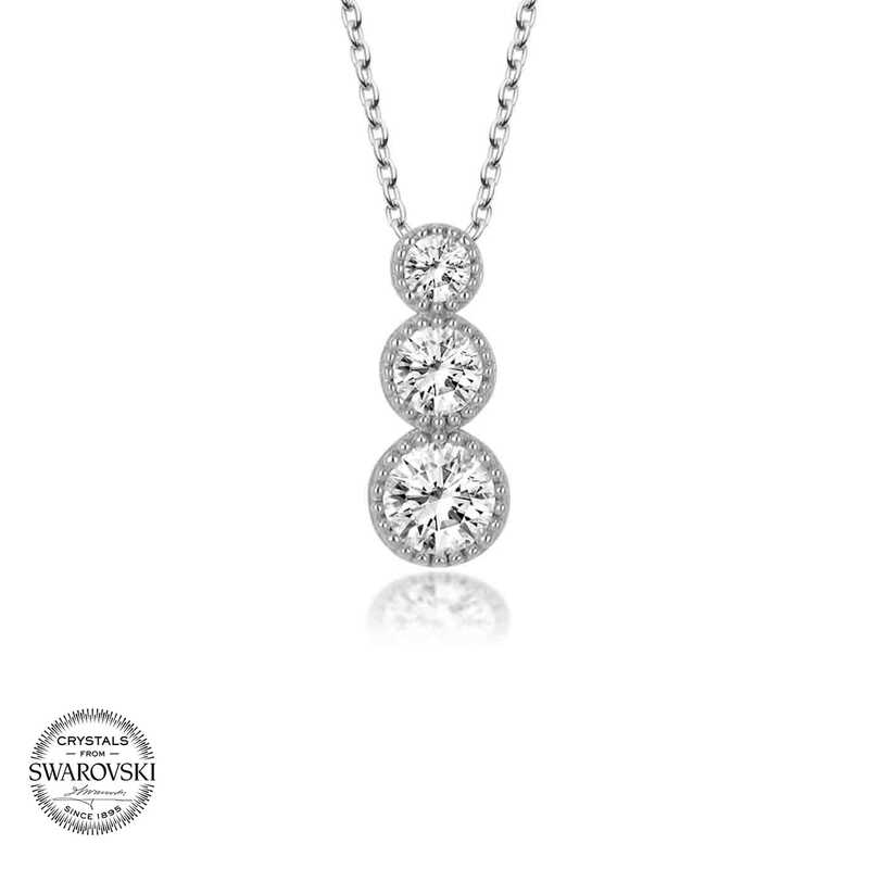 Silverlina%20Swarovski%20Taşlı%20Gümüş%20Üçtaş%20Tektaş%20Bayan%20Kolye