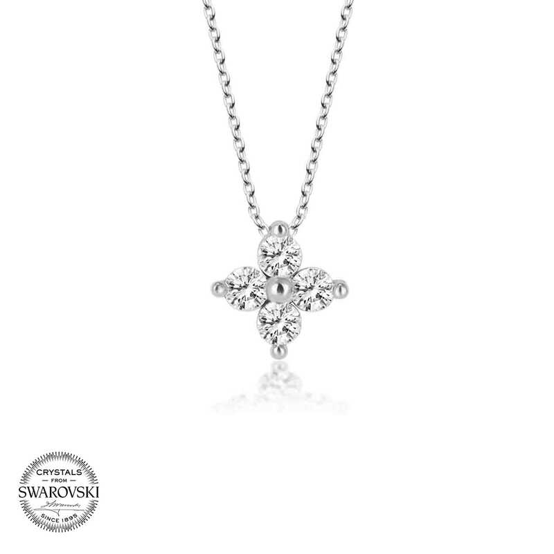 Silverlina%20Swarovski%20Taşlı%20Gümüş%20Çiçek%20Bayan%20%20Kolye