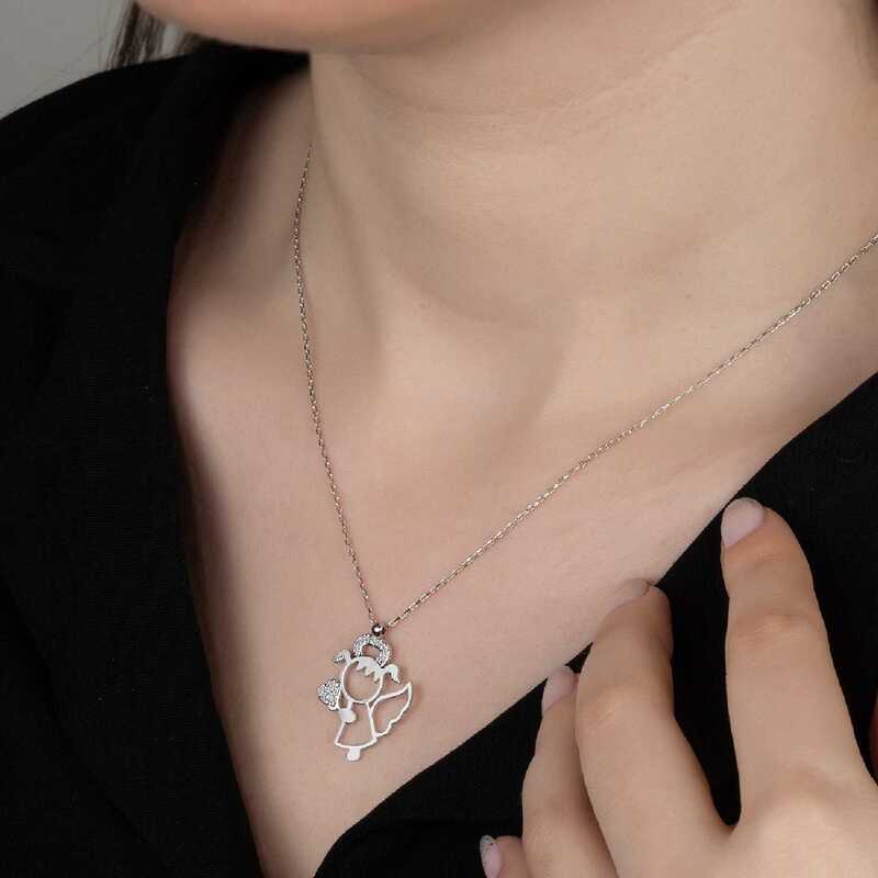 Silverlina%20Swarovski%20Taşlı%20Gümüş%20Su%20Perisi%20Bayan%20Kolye