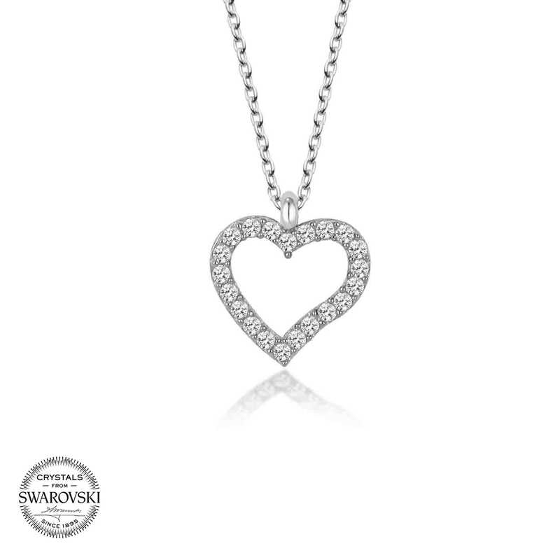 Silverlina%20Swarovski%20Taşlı%20Gümüş%20Kalp%20Bayan%20Kolye