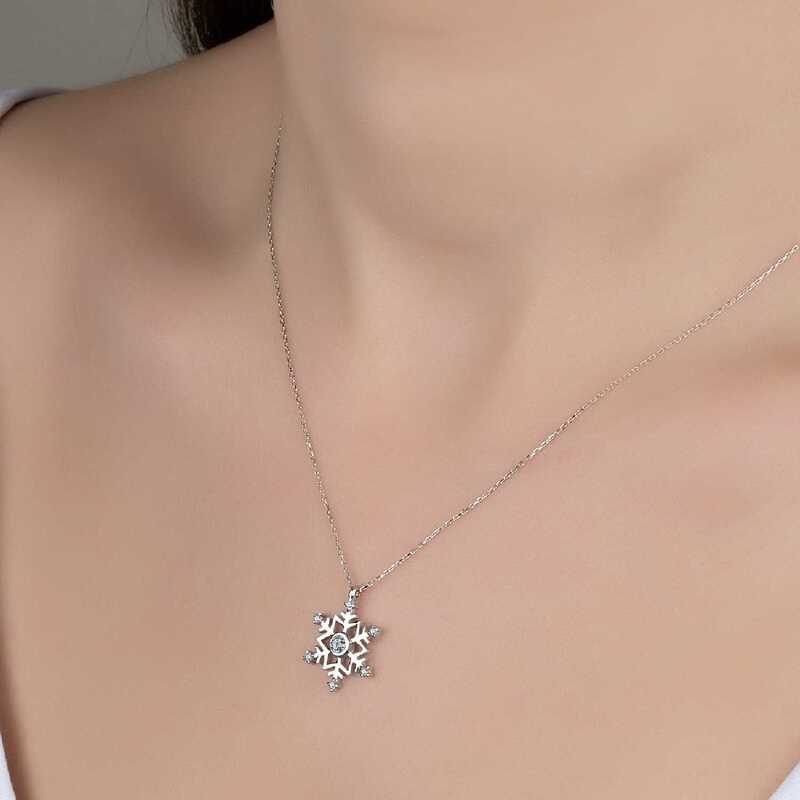 Silverlina%20Swarovski%20Taşlı%20Gümüş%20Kartanesi%20Bayan%20Kolye