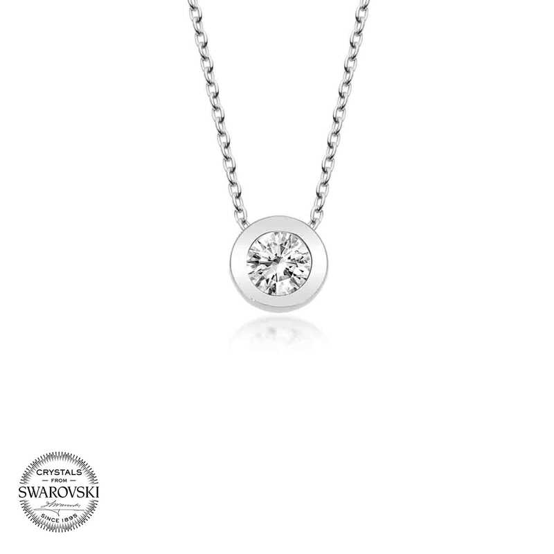 Silverlina%20Swarovski%20Taşlı%20Gümüş%20Tektaş%20Bayan%20Kolye