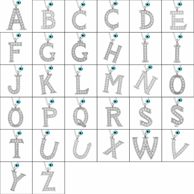 Silverlina%20Gümüş%20Nazar%20Rodyum%20A%20Harfi%20Kadın%20Kolye
