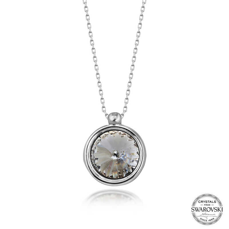 Silverlina%20Swarovski%20Crystal%20Taşlı%20Çerçeveli%20Gümüş%20Kadın%20Kolye