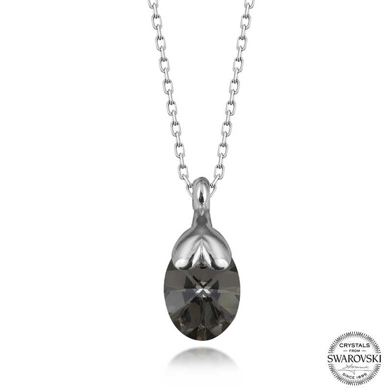 Silverlina%20Swarovski%20Crystal%20Taşlı%20Oval%20Gümüş%20Kadın%20Kolye