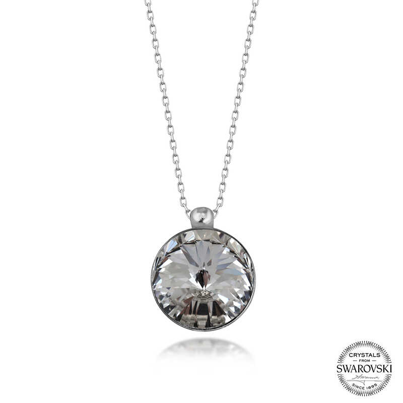 Silverlina%20Swarovski%20Crystal%20Taşlı%20Çerçeveli%20Gümüş%20Kadın%20Kolye