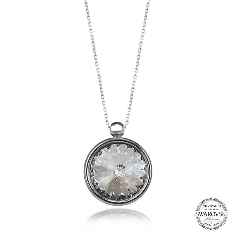 Silverlina%20Swarovski%20Crystal%20Taşlı%20Çerçeveli%20Gümüş%20Kadın%20Kolye