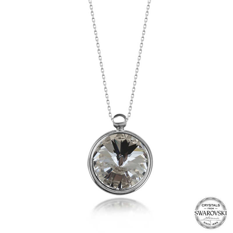 Silverlina%20Swarovski%20Crystal%20Taşlı%20Çerçeveli%20Gümüş%20Kadın%20Kolye