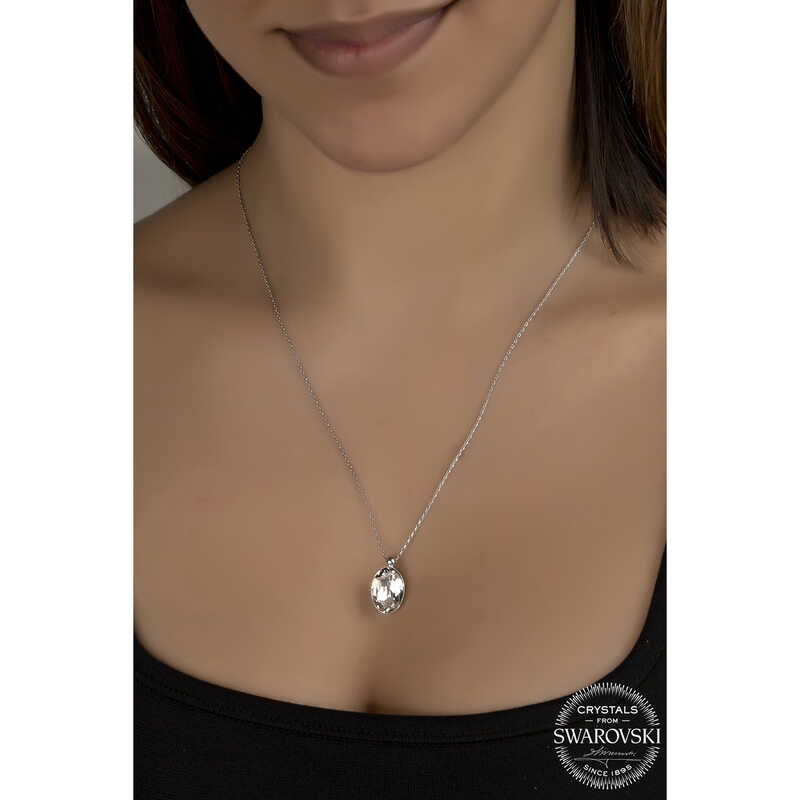 Silverlina%20Swarovski%20Crystal%20Taşlı%20Oval%20Gümüş%20Kadın%20Kolye