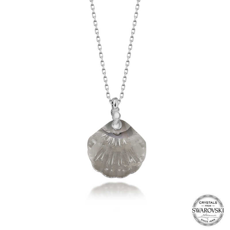 Silverlina%20Swarovski%20Crystal%20Taşlı%20Deniz%20Kabuğu%20Gümüş%20Kadın%20Kolye