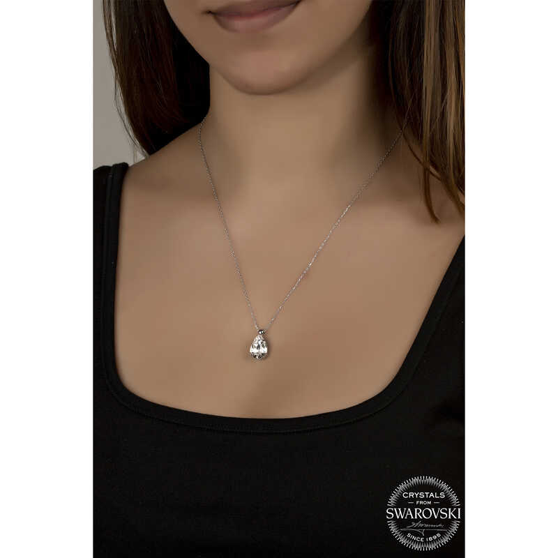 Silverlina%20Swarovski%20Crystal%20Taşlı%20Damla%20Gümüş%20Kadın%20Kolye