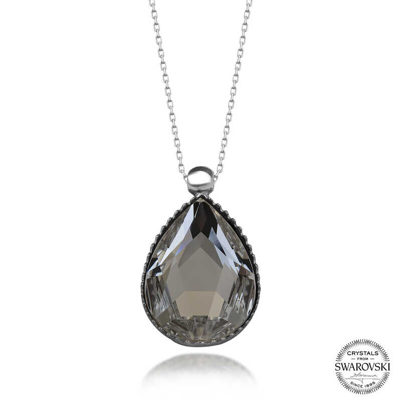 Silverlina%20Swarovski%20Crystal%20Taşlı%20Damla%20Gümüş%20Kadın%20Kolye