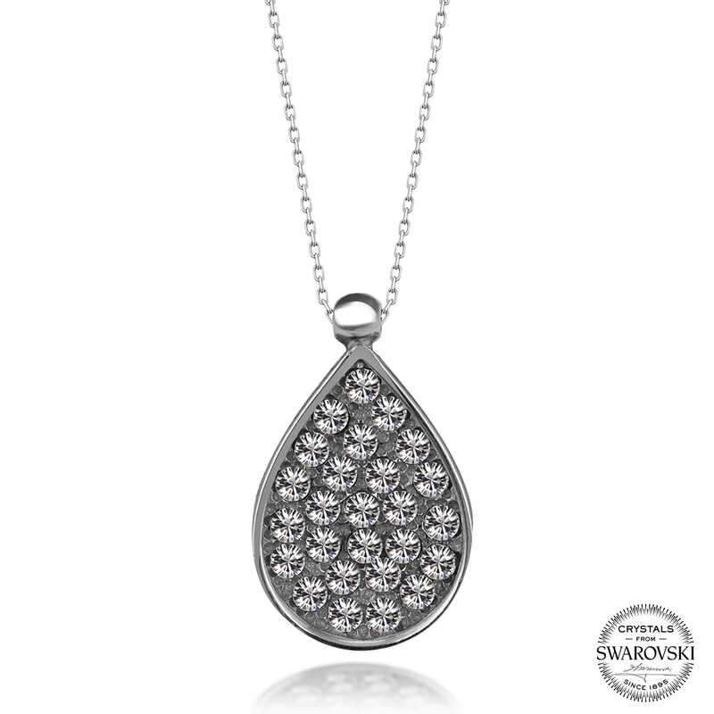 Silverlina%20Swarovski%20Crystal%20Taşlı%20Damla%20Gümüş%20Kadın%20Kolye