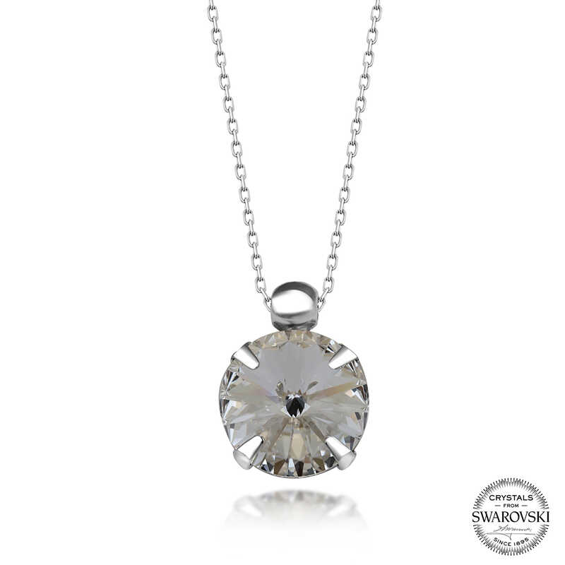 Silverlina%20Swarovski%20Crystal%20Taşlı%20Tektaş%20Gümüş%20Kadın%20Kolye