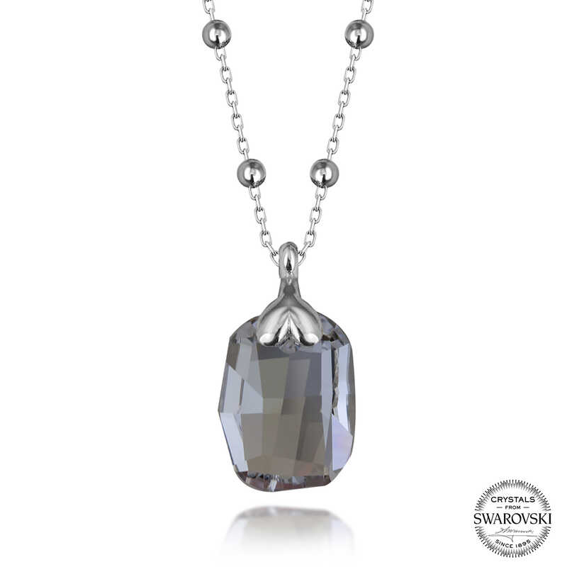 Silverlina%20Swarovski%20Crystal%20Taşlı%20Top%20Zincir%20Baget%20Gümüş%20Kadın%20Kolye