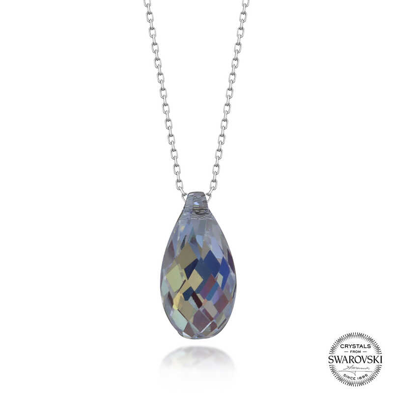 Silverlina%20Swarovski%20Crystal%20Taşlı%20Drop%20Kesim%20Gümüş%20Kadın%20Kolye