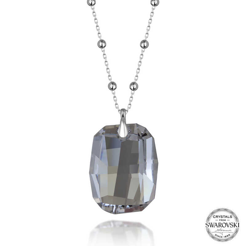 Silverlina%20Swarovski%20Crystal%20Taşlı%20Top%20Zincir%20Baget%20Gümüş%20Kadın%20Kolye