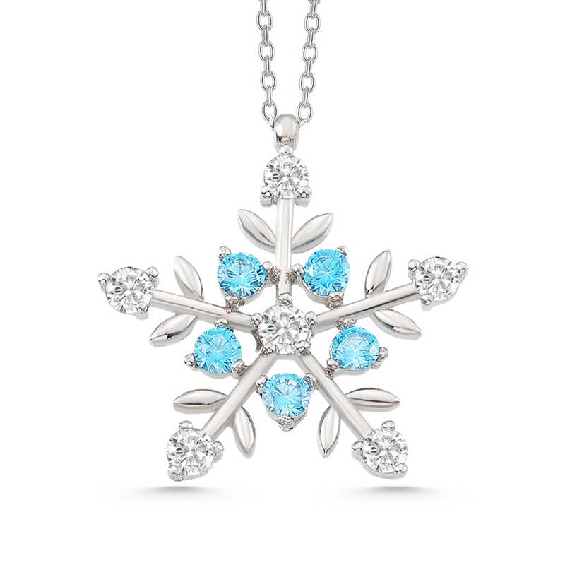 Silverlina%20Gümüş%20Aquamarine%20Taşlı%20Kar%20Tanesi%20Kadın%20Kolye