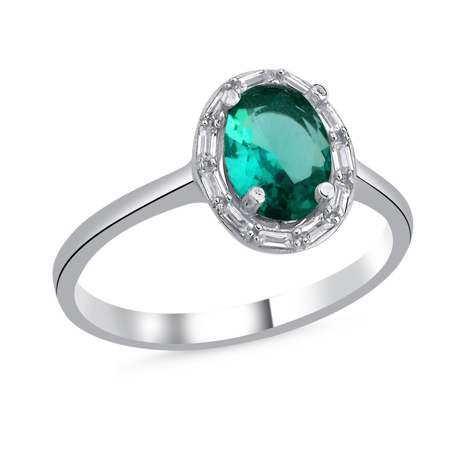 Silverlina%20Gümüş%20Paraiba%20Oval%20Baget%20Zirkon%20Taşlı%20&%20Halo%20Tektaş%20Yüzük