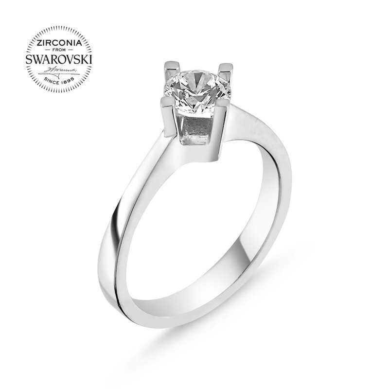 Silverlina%20Gümüş%20Swarovski%20Zirconia%20Taşlı%20Tektaş%20Yüzük