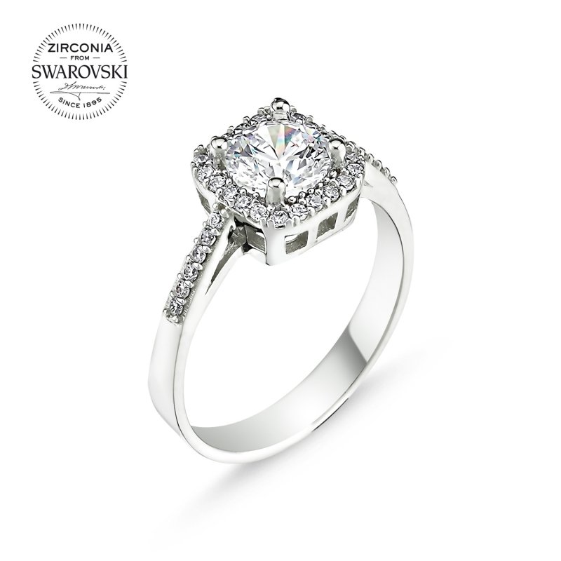 Silverlina%20Gümüş%20Swarovski%20Zirconia%20Taşlı%20Tektaş%20Yüzük