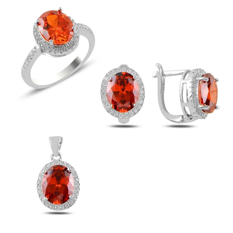 Silverlina%20Gümüş%20Garnet%20Zirkon%20Taşlı%20Set