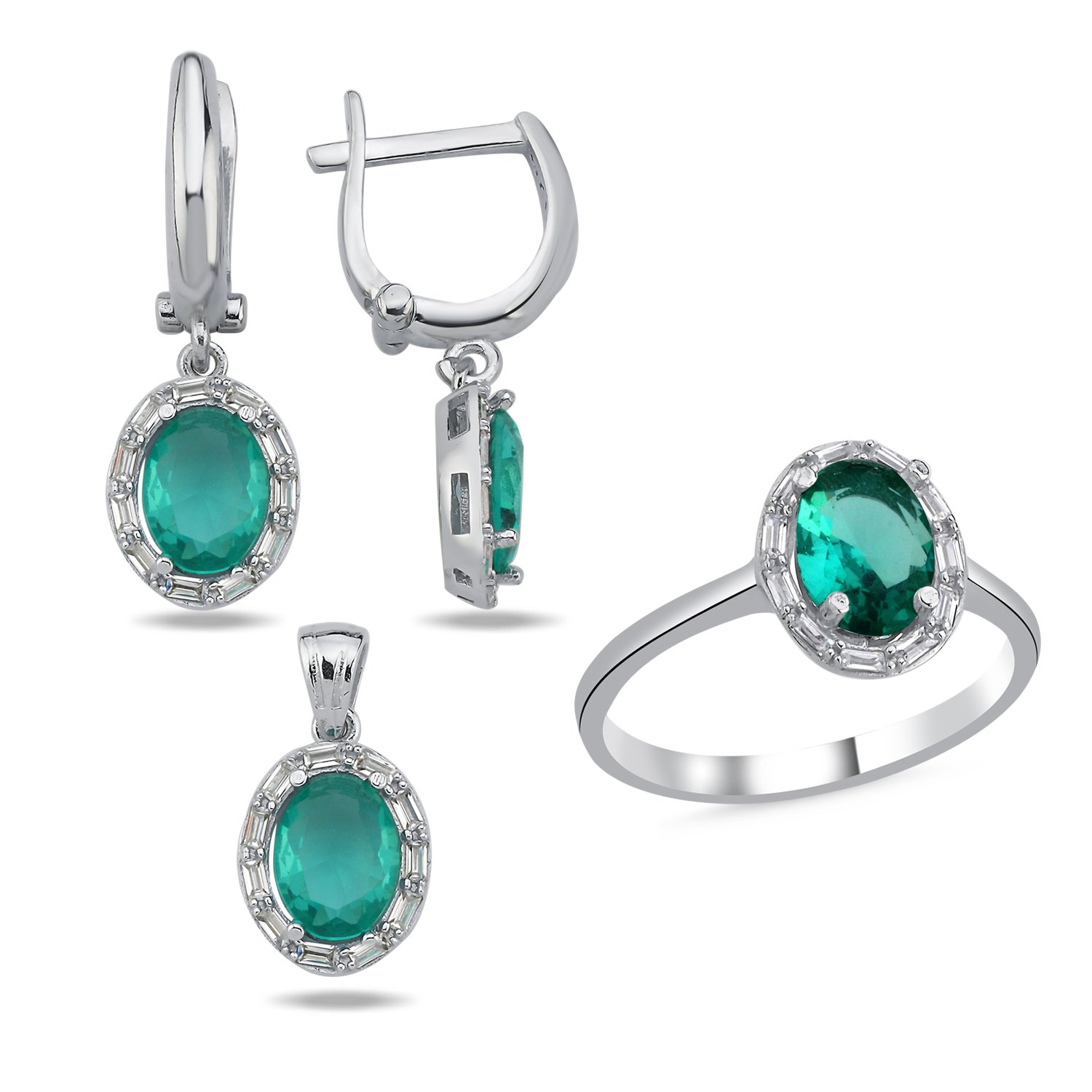 Silverlina%20Gümüş%20Paraiba%20Oval%20Kesim%20&%20Halo%20Baget%20Zirkon%20Taşlı%20Set