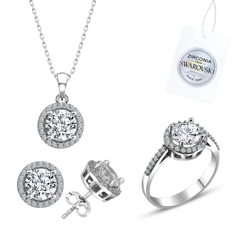 Silverlina%20Gümüş%20Swarovski%20Zirconia%20Taşlı%20Set