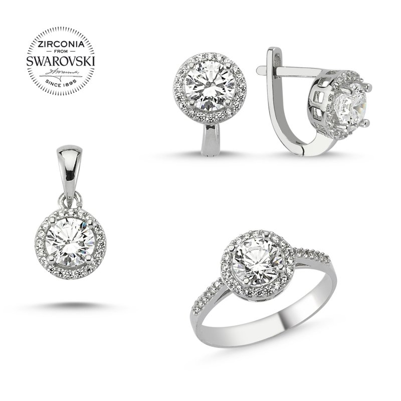 Silverlina%20Gümüş%20Swarovski%20Zirconia%20Taşlı%20Set