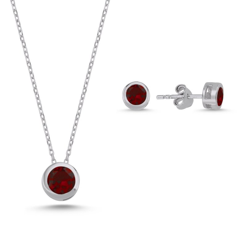 Silverlina%20Gümüş%20Tektaş%20Yuvarlak%20Renkli%20Zirkon%20Taşlı%20Set-Garnet%20zirkon%20(kırmızı)