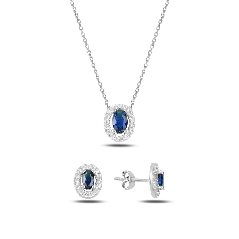 Gümüş%20Oval%20Renkli%20Zirkon%20Taşlı%20Halo%20Tektaş%20Set-Safir%20zirkon%20(lacivert)