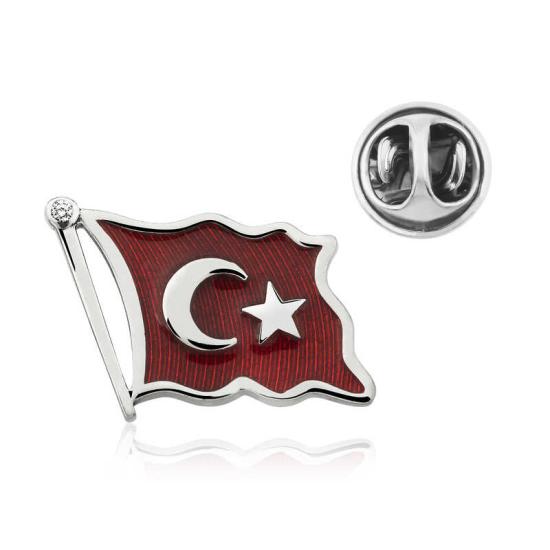 Silverlina Gümüş Türk Bayrağı Rozet