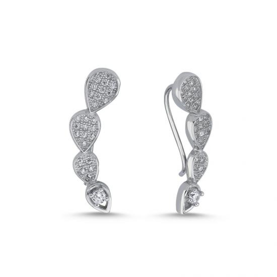 Silverlina Gümüş Zirkon Taşlı Damla Ear Cuff Küpe