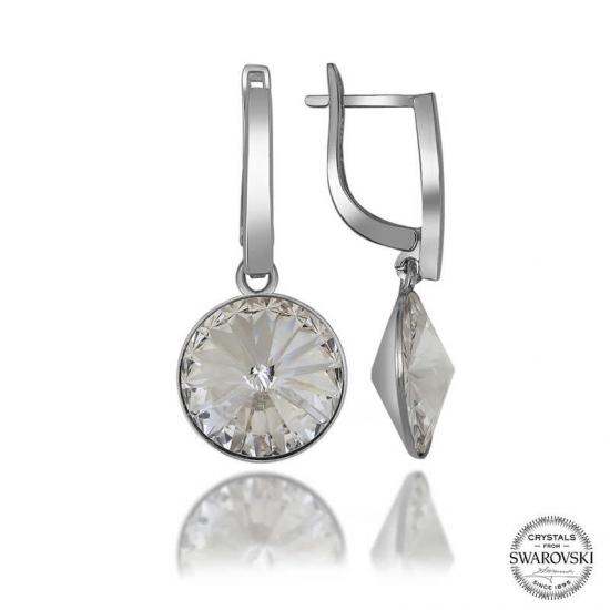 Silverlina Swarovski Crystal Taşlı Gümüş Beyaz Sallantılı Kadın Küpe